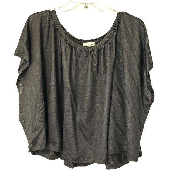 Anthropologie Deletta Pleated Boxy Top Shirt Black Small Swing Style boxy - Picture 11 of 14